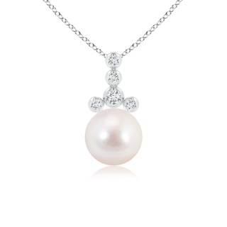 8mm AAAA Akoya Cultured Pearl Drop Pendant with Round Diamonds in White Gold