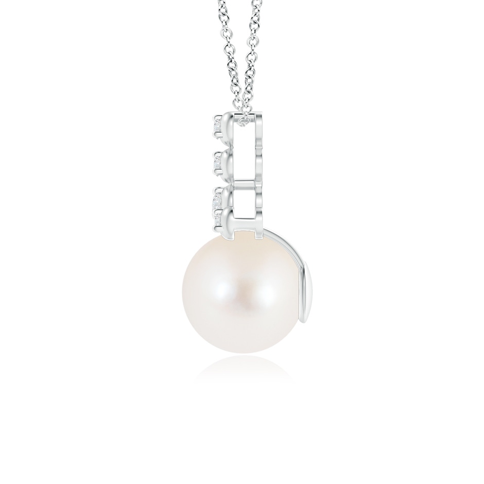 8mm AAA Freshwater Cultured Pearl Drop Pendant with Round Diamonds in White Gold product image