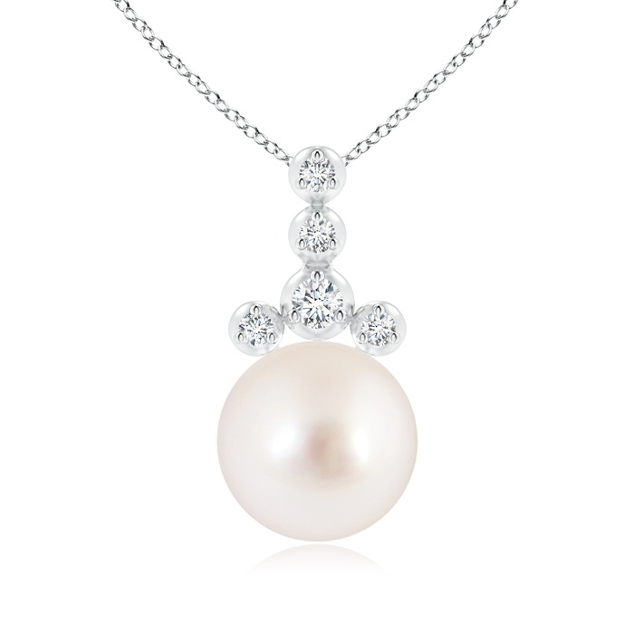 10mm AAAA South Sea Cultured Pearl Drop Pendant with Round Diamonds in S999 Silver