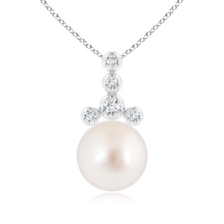 10mm AAAA South Sea Cultured Pearl Drop Pendant with Round Diamonds in White Gold