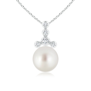 9mm AAA South Sea Cultured Pearl Drop Pendant with Round Diamonds in White Gold