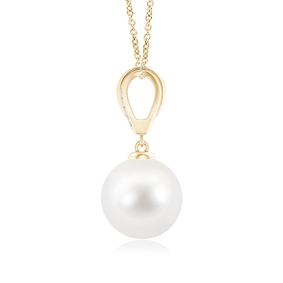 10mm AA Freshwater Pearl Drop Pendant with Ornate Bale in Yellow Gold product image