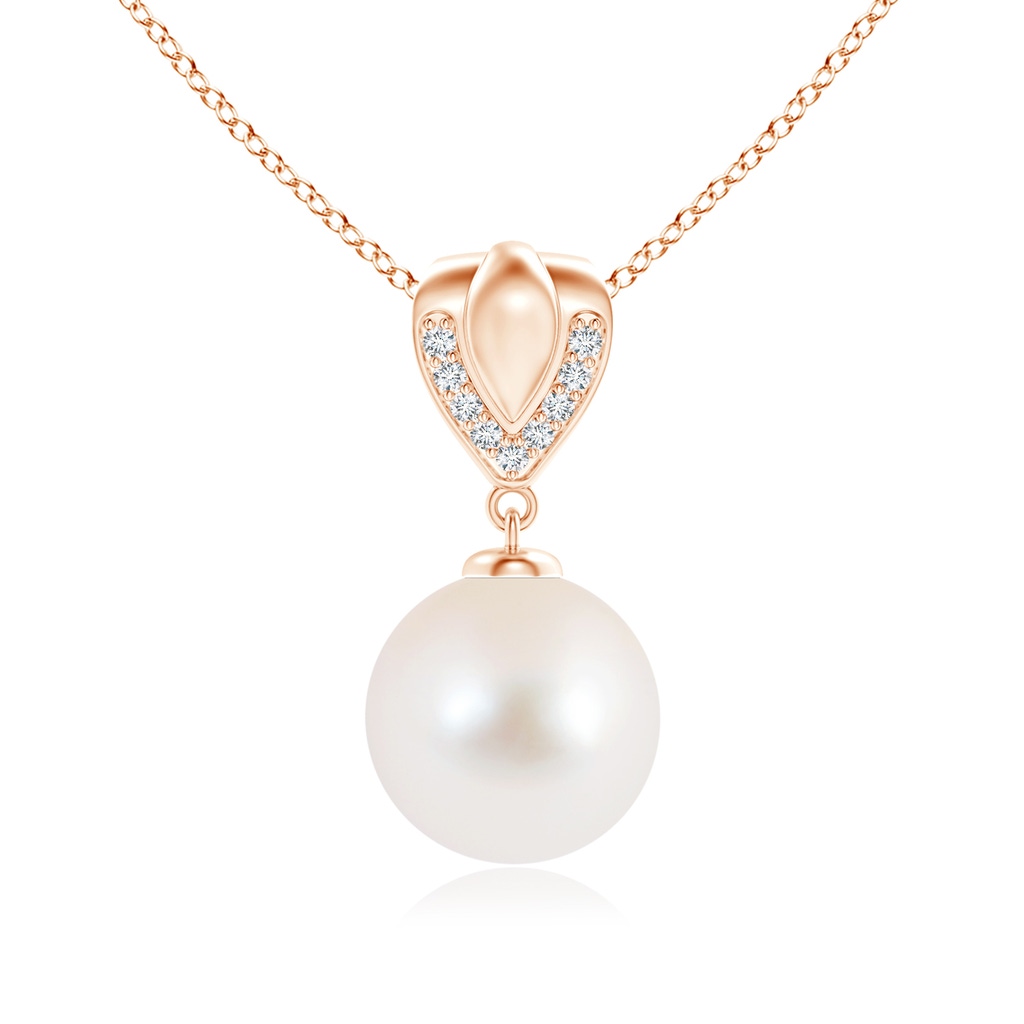 10mm AAA Freshwater Pearl Drop Pendant with Ornate Bale in Rose Gold 