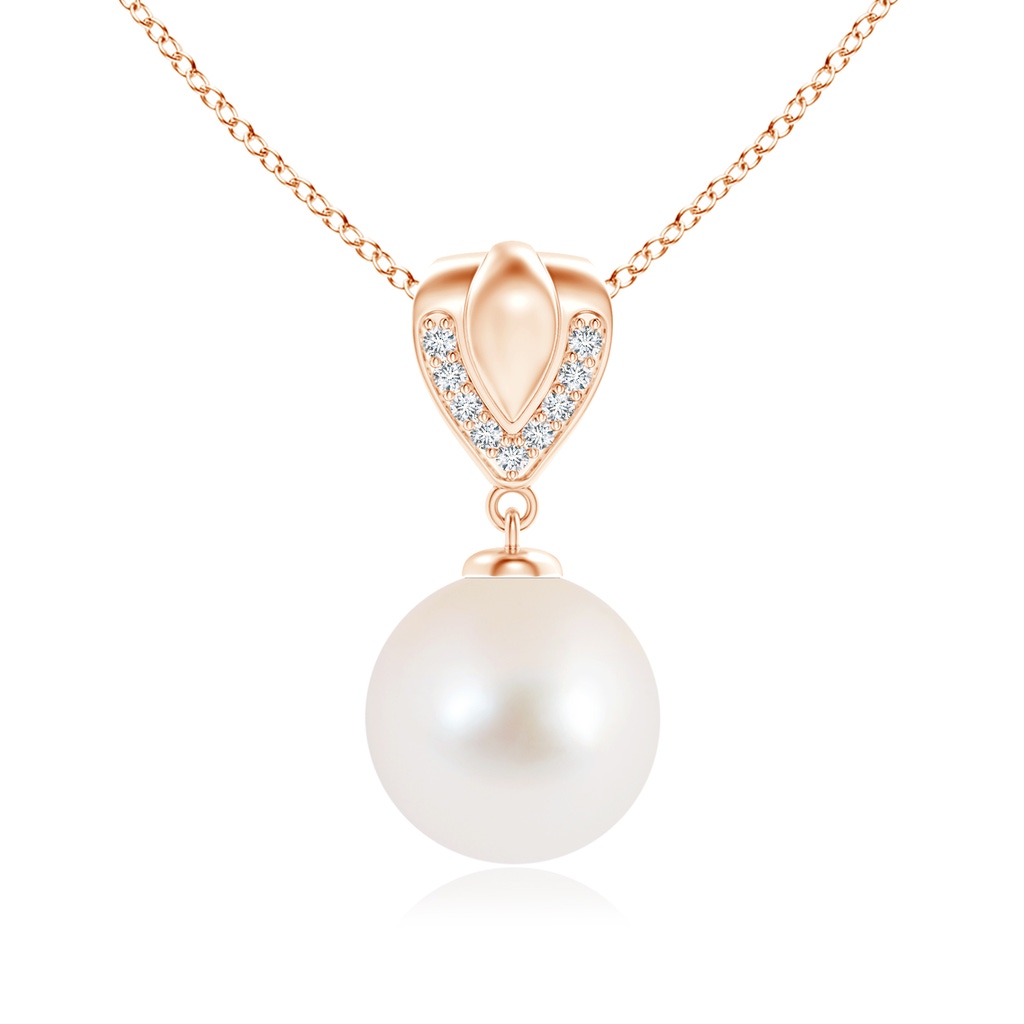 10mm AAA Freshwater Pearl Drop Pendant with Ornate Bale in Rose Gold