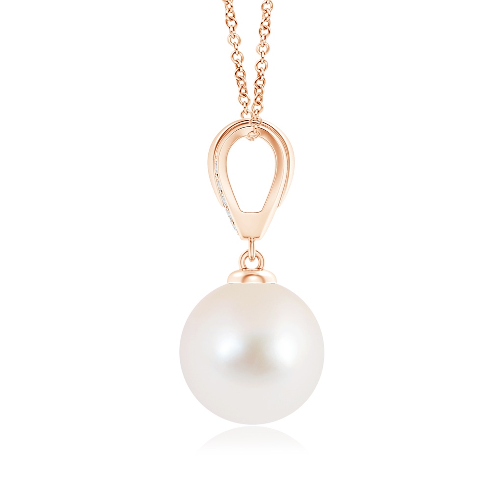 10mm AAA Freshwater Pearl Drop Pendant with Ornate Bale in Rose Gold Product Image