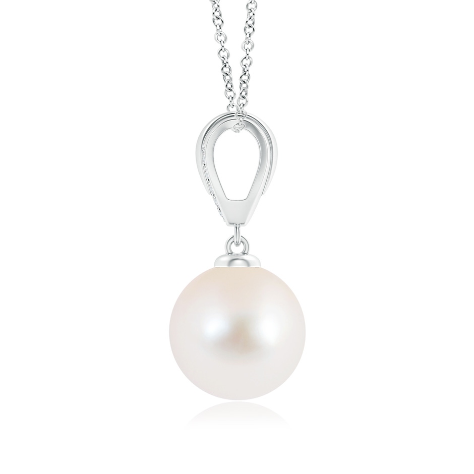 10mm AAA Freshwater Pearl Drop Pendant with Ornate Bale in White Gold product image