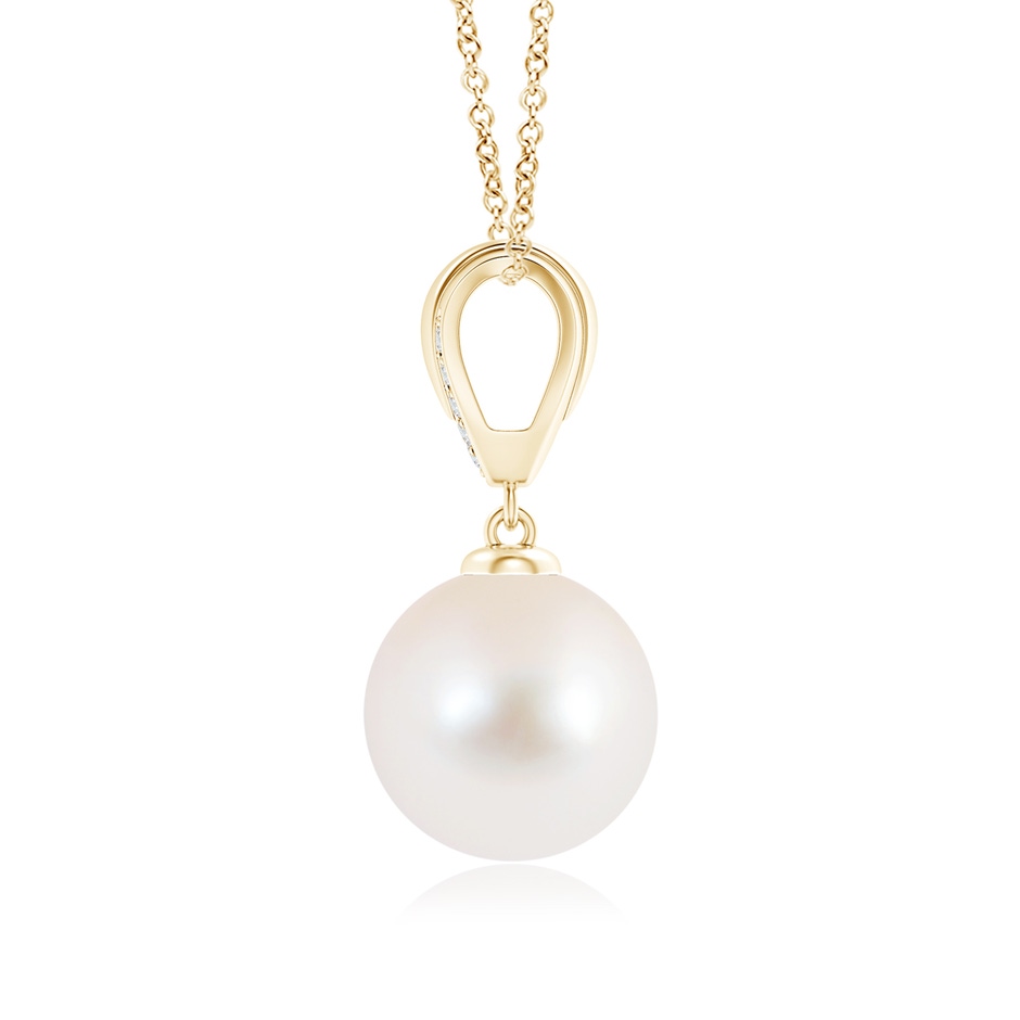 10mm AAA Freshwater Pearl Drop Pendant with Ornate Bale in Yellow Gold product image