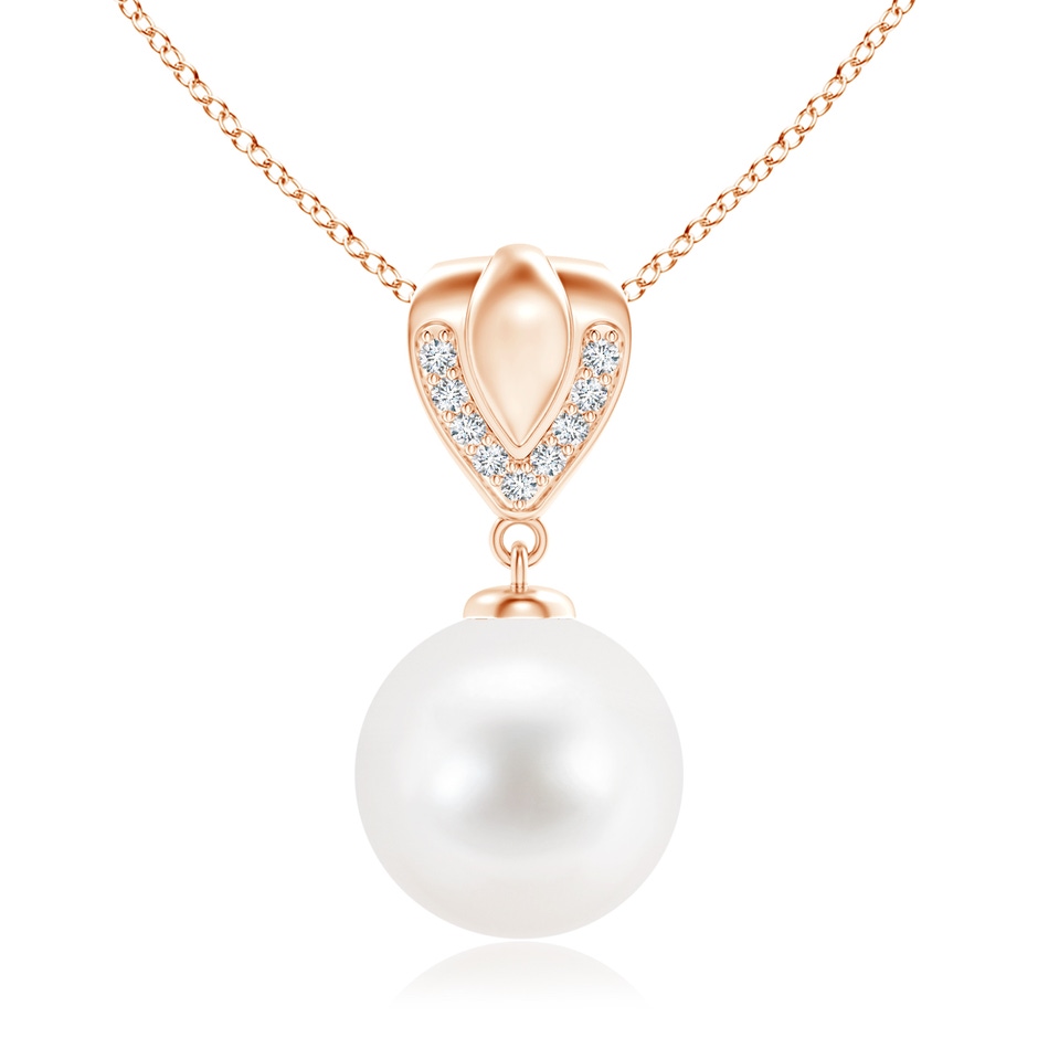 11mm AA Freshwater Pearl Drop Pendant with Ornate Bale in Rose Gold 