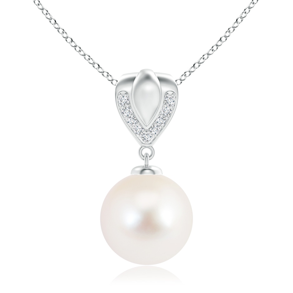 11mm AAA Freshwater Pearl Drop Pendant with Ornate Bale in White Gold 
