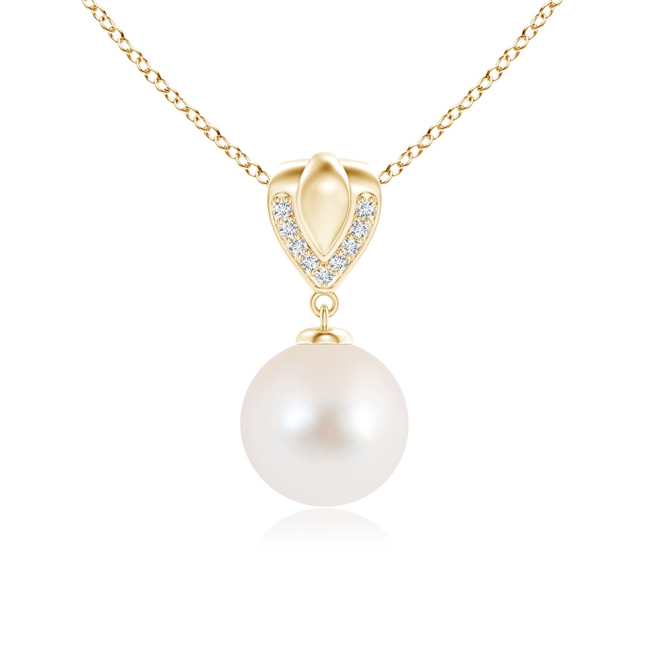9mm AAA Freshwater Pearl Drop Pendant with Ornate Bale in 9K Yellow Gold 