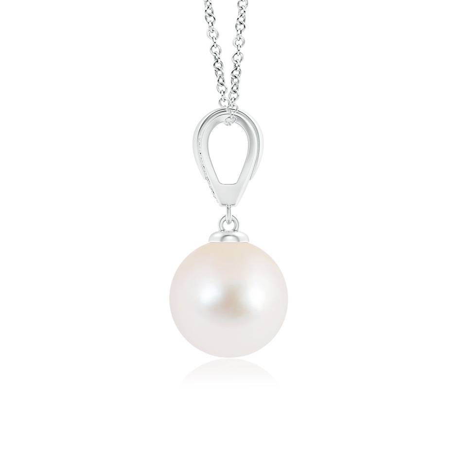 9mm AAA Freshwater Pearl Drop Pendant with Ornate Bale in White Gold product image