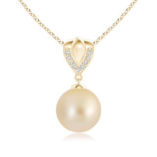 10mm AA Golden South Sea Cultured Pearl Pendant with Ornate Bale in Yellow Gold
