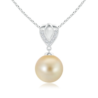 10mm AAA Golden South Sea Cultured Pearl Pendant with Ornate Bale in White Gold