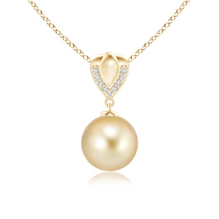 9mm AAAA Golden South Sea Cultured Pearl Pendant with Ornate Bale in Yellow Gold