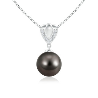 9mm AAA Tahitian Cultured Pearl Drop Pendant with Ornate Bale in White Gold