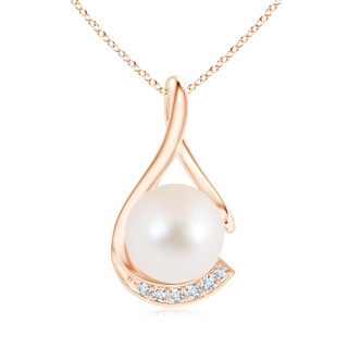 10mm AAA Freshwater Cultured Pearl and Diamond Twist Pendant in Rose Gold