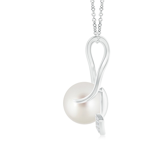 9mm AAA South Sea Cultured Pearl and Diamond Twist Pendant in White Gold product image