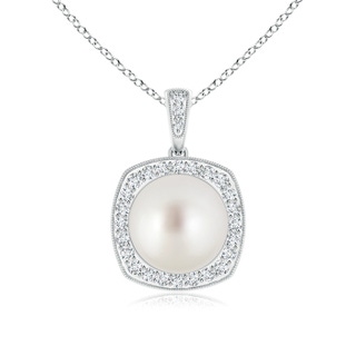 10mm AAA South Sea Cultured Pearl Halo Pendant with Milgrain in White Gold