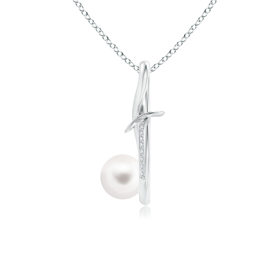 6mm AA Freshwater Pearl Infinity Knot Pendant with Diamonds in S999 Silver product image
