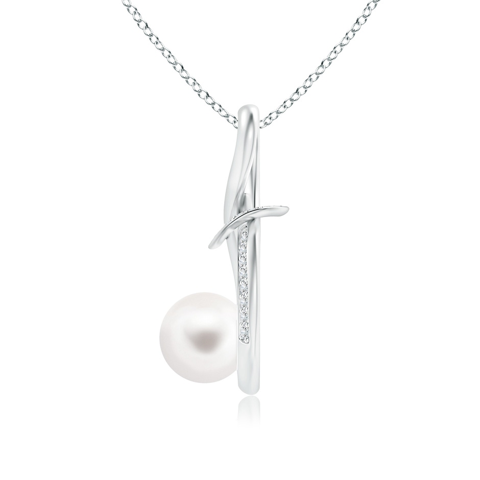 7mm AA Freshwater Pearl Infinity Knot Pendant with Diamonds in S999 Silver product image