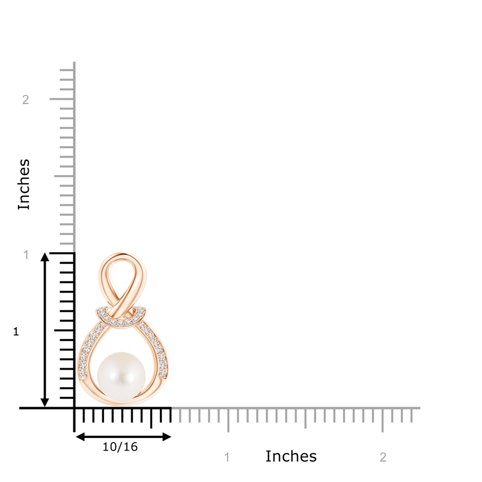 8mm AAA Freshwater Pearl Infinity Knot Pendant with Diamonds in Rose Gold product image
