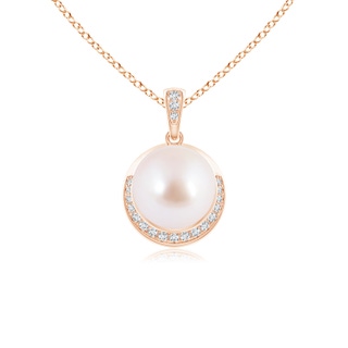 8mm AAA Akoya Cultured Pearl Crescent Pendant in Rose Gold