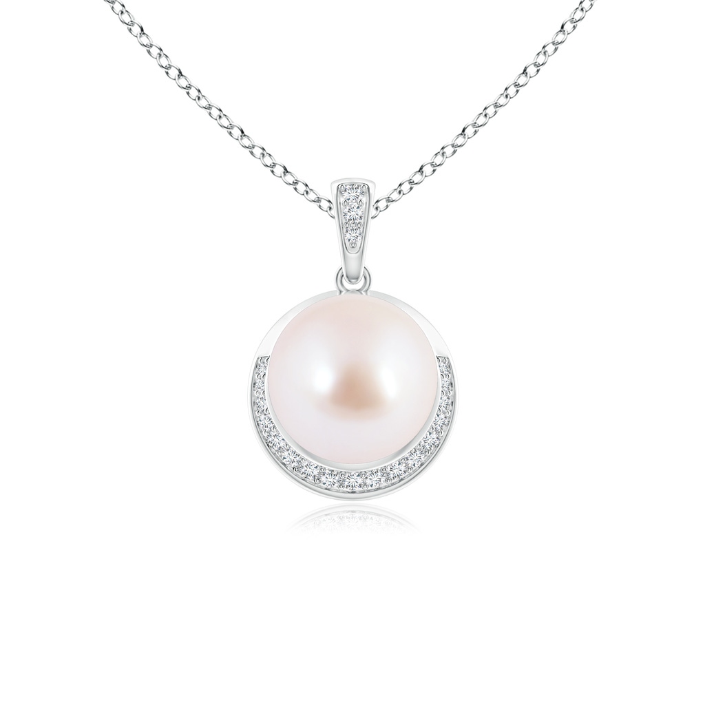8mm AAA Akoya Cultured Pearl Crescent Pendant in White Gold 