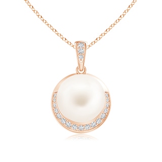 10mm AA Freshwater Cultured Pearl Crescent Pendant in Rose Gold