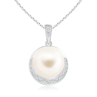 11mm AAA Freshwater Cultured Pearl Crescent Pendant in White Gold