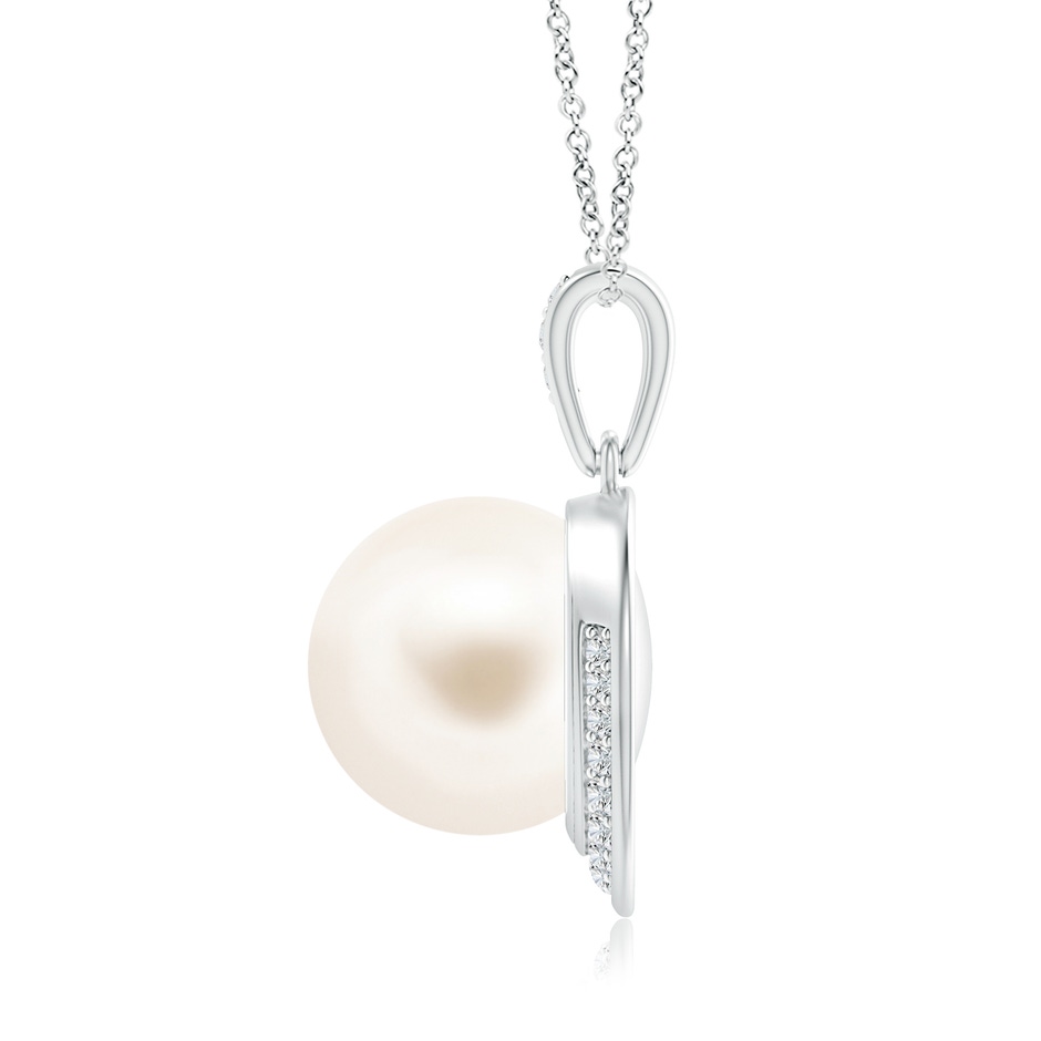 11mm AAA Freshwater Cultured Pearl Crescent Pendant in White Gold product image