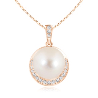 11mm AAAA Freshwater Cultured Pearl Crescent Pendant in Rose Gold