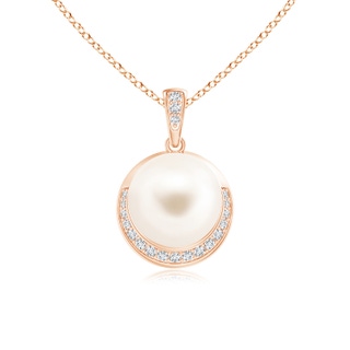 9mm AAA Freshwater Cultured Pearl Crescent Pendant in Rose Gold