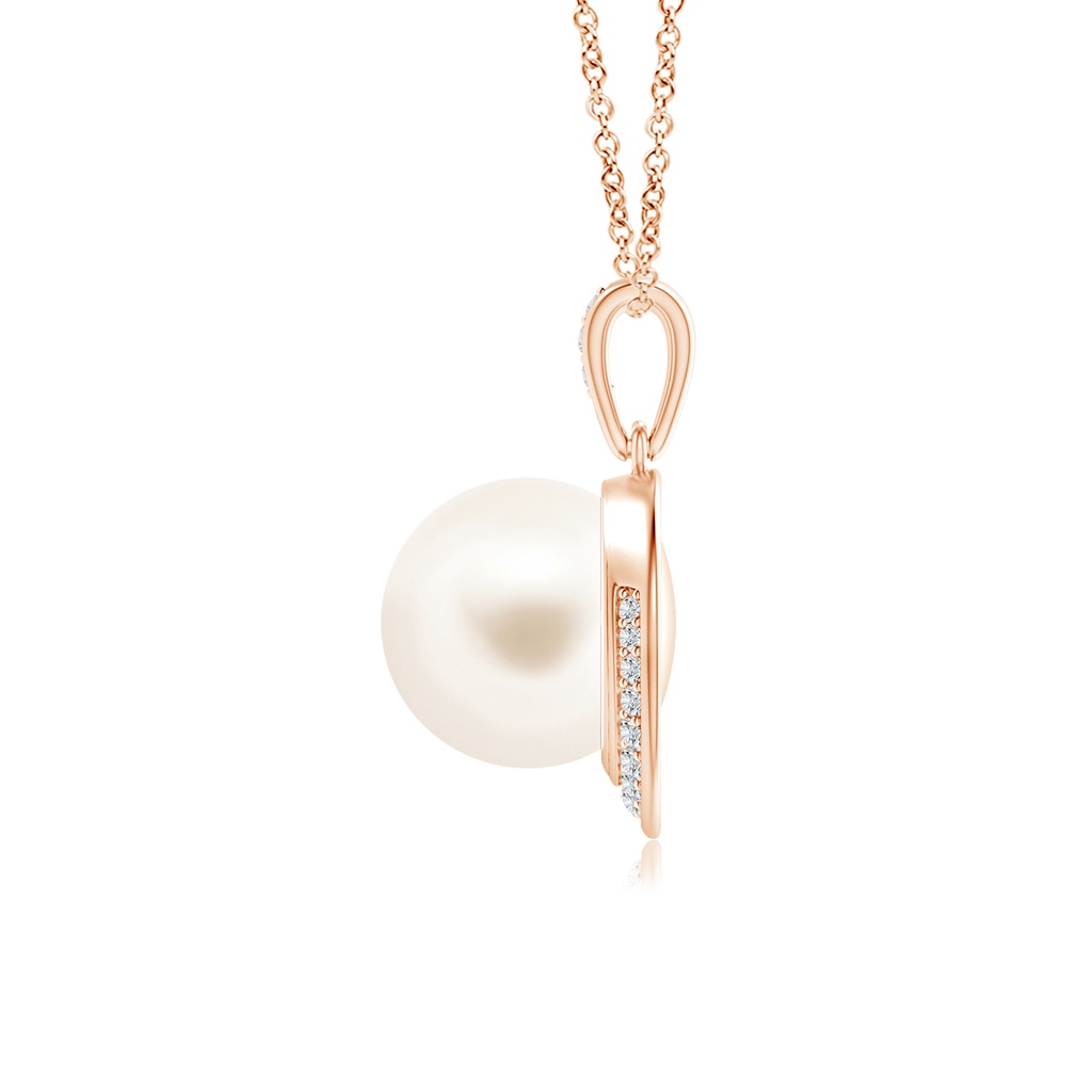 9mm AAA Freshwater Cultured Pearl Crescent Pendant in Rose Gold Product Image