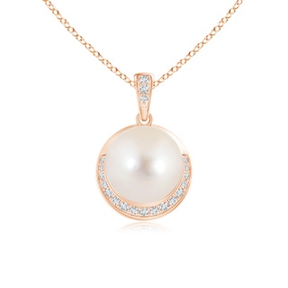 9mm AAAA Freshwater Cultured Pearl Crescent Pendant in Rose Gold