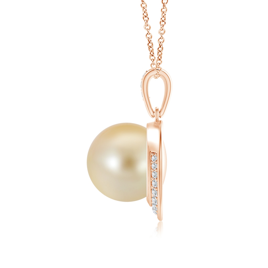 10mm AAA Golden South Sea Pearl Crescent Pendant in Rose Gold Product Image