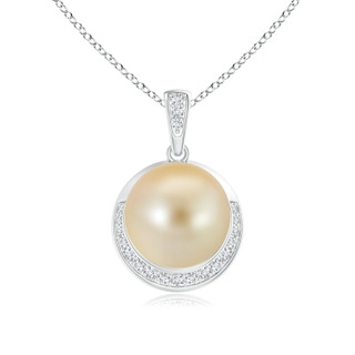 10mm AAA Golden South Sea Pearl Crescent Pendant in White Gold