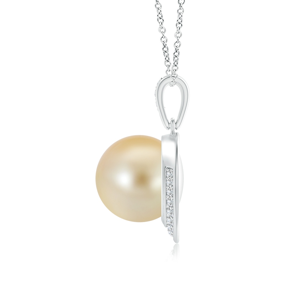 10mm AAA Golden South Sea Pearl Crescent Pendant in White Gold Product Image