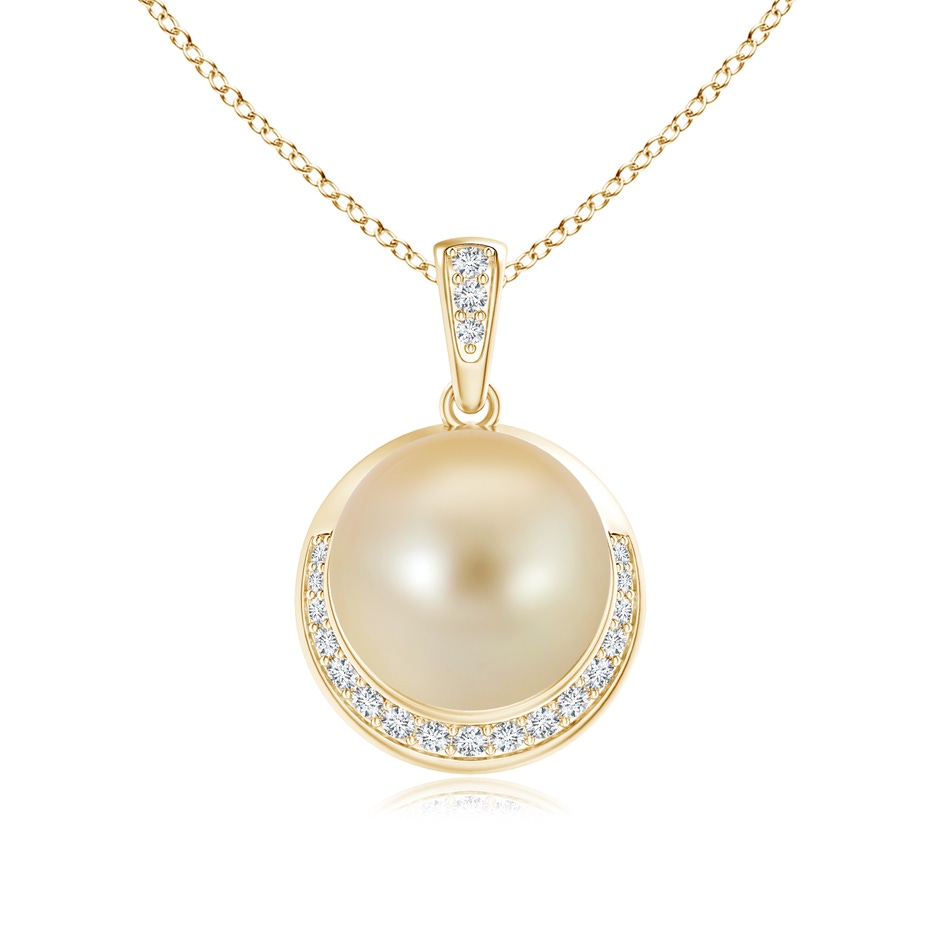 10mm AAA Golden South Sea Pearl Crescent Pendant in Yellow Gold 