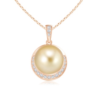 10mm AAAA Golden South Sea Pearl Crescent Pendant in Rose Gold