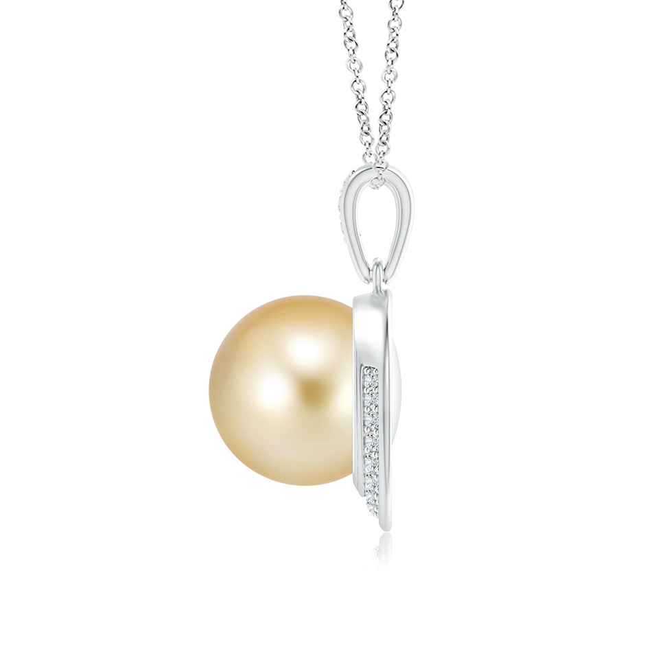 10mm AAAA Golden South Sea Pearl Crescent Pendant in White Gold product image
