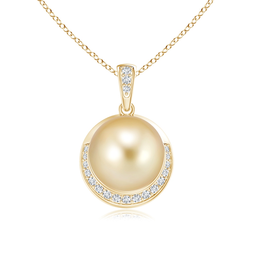 10mm AAAA Golden South Sea Pearl Crescent Pendant in Yellow Gold