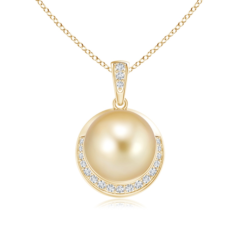 10mm AAAA Golden South Sea Pearl Crescent Pendant in Yellow Gold 