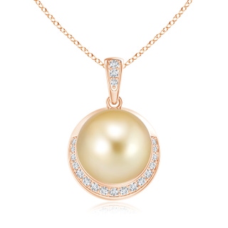 11mm AAAA Golden South Sea Pearl Crescent Pendant in Rose Gold