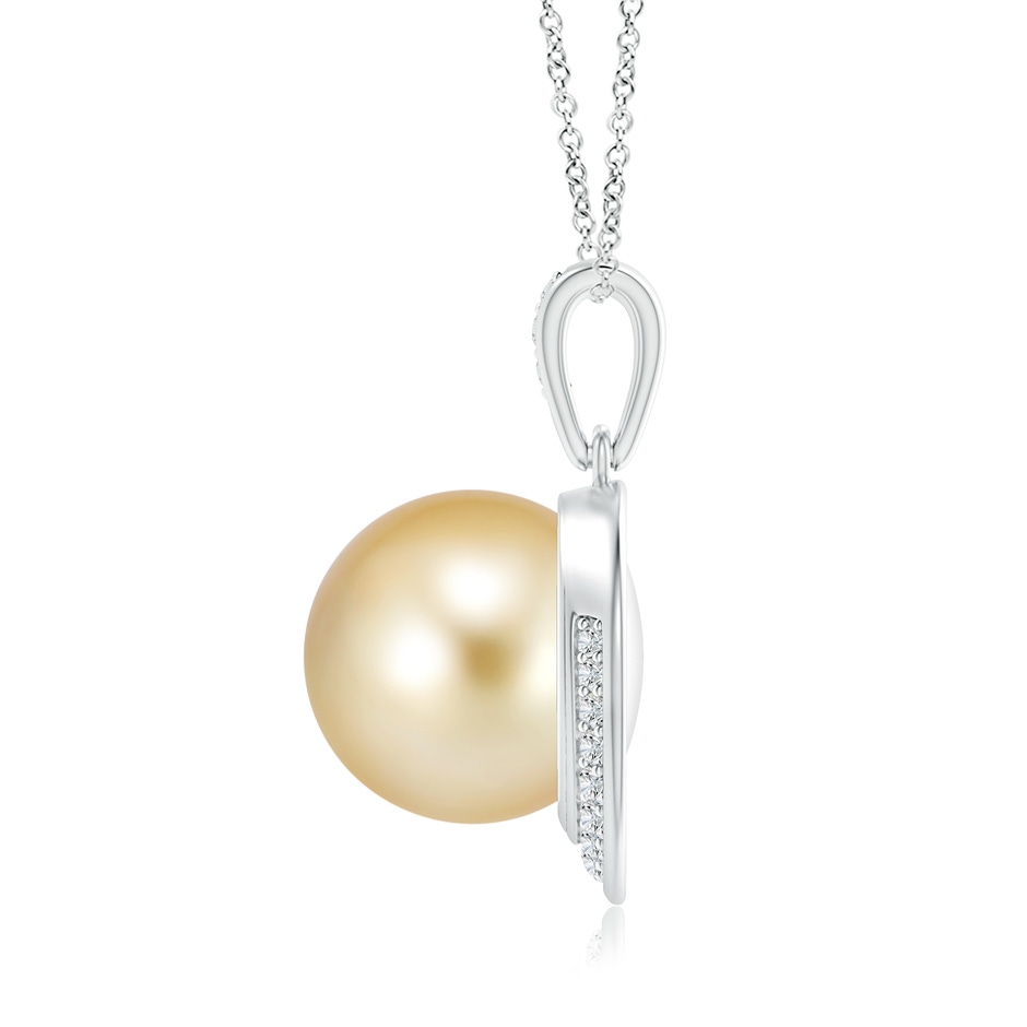 11mm AAAA Golden South Sea Pearl Crescent Pendant in White Gold product image