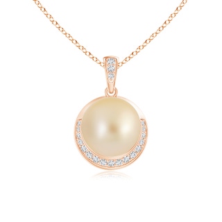 9mm AA Golden South Sea Pearl Crescent Pendant in 10K Rose Gold