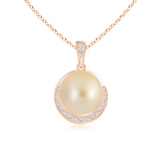 9mm AA Golden South Sea Pearl Crescent Pendant in Rose Gold