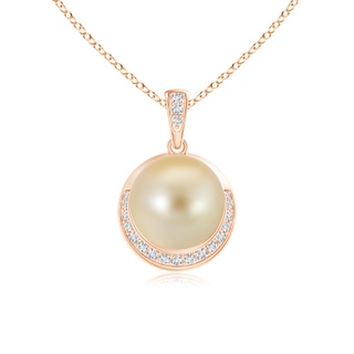 9mm AAA Golden South Sea Pearl Crescent Pendant in 9K Rose Gold