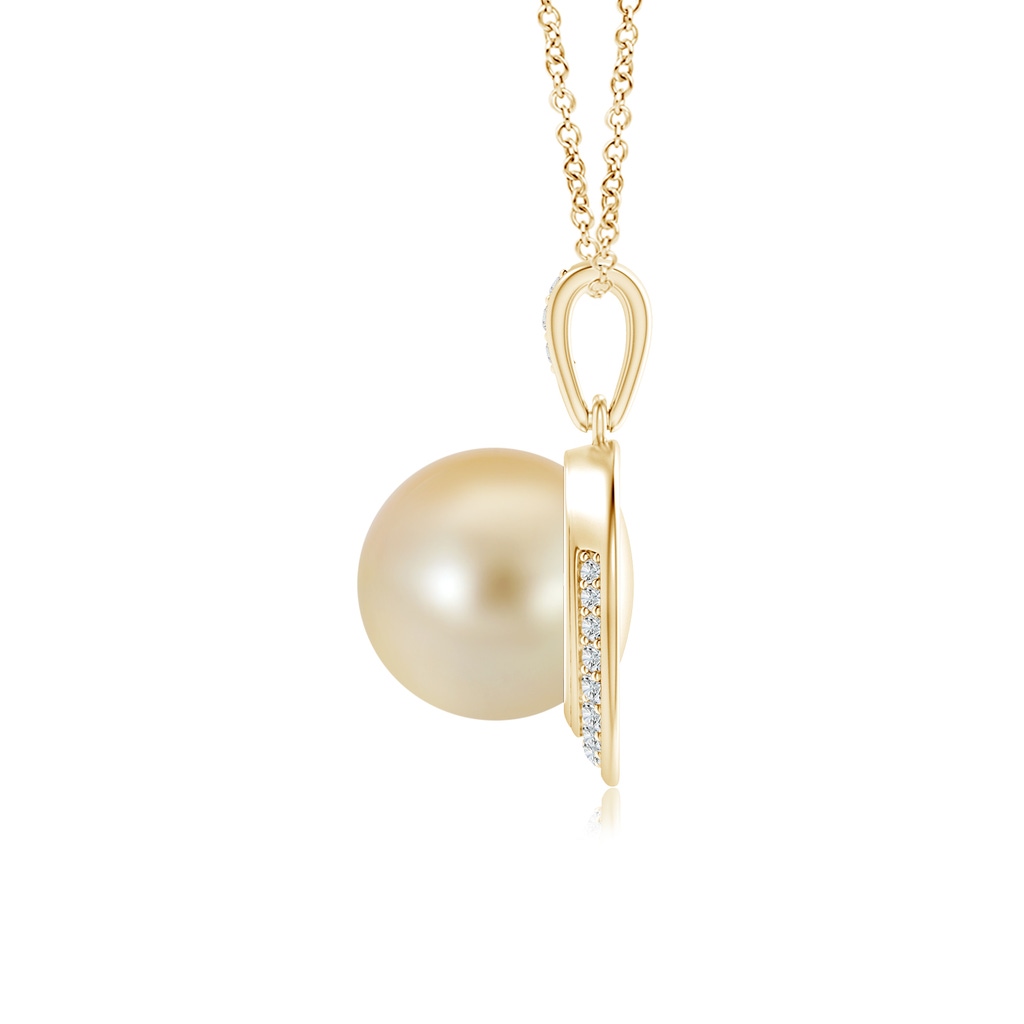 9mm AAA Golden South Sea Pearl Crescent Pendant in Yellow Gold Product Image