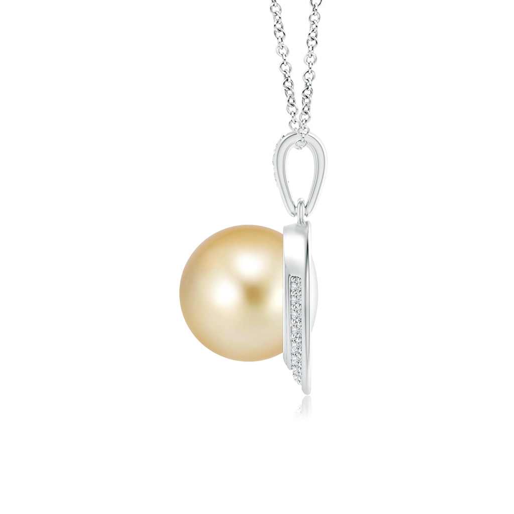 9mm AAAA Golden South Sea Pearl Crescent Pendant in White Gold Product Image