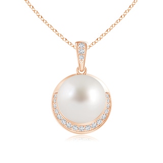 10mm AAA South Sea Cultured Pearl Crescent Pendant in Rose Gold